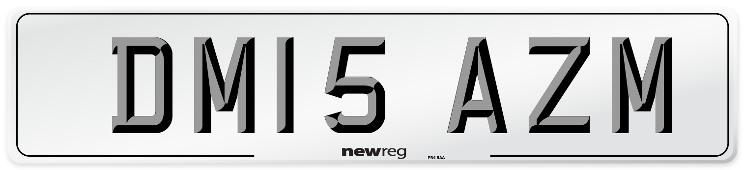 DM15 AZM Number Plate from New Reg